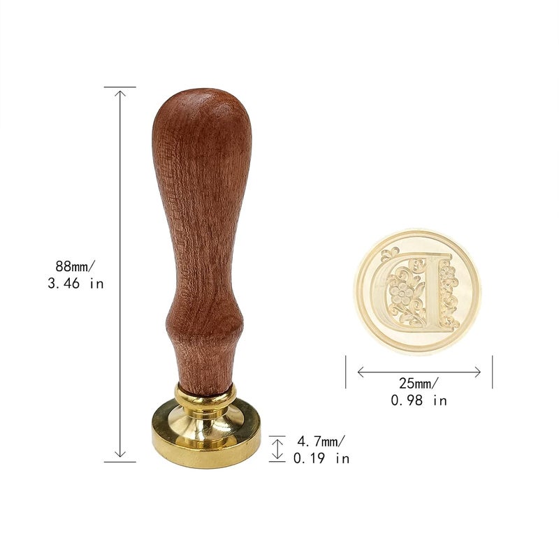 krastmon Medieval Traditional Initial Alphabet Wax Seal Stamp, Brass Head Wooden Handle Letter Stamps for Card/Envelope/Gift - (Letter D) - Image 5